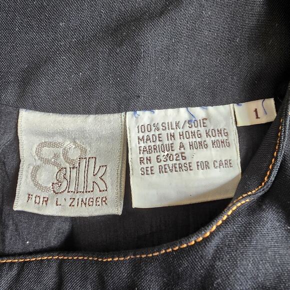 Go Silk For L'Zinger Vintage Silk Black Utility Jacket Size 1 *FLAWS* - Picture 14 of 15
